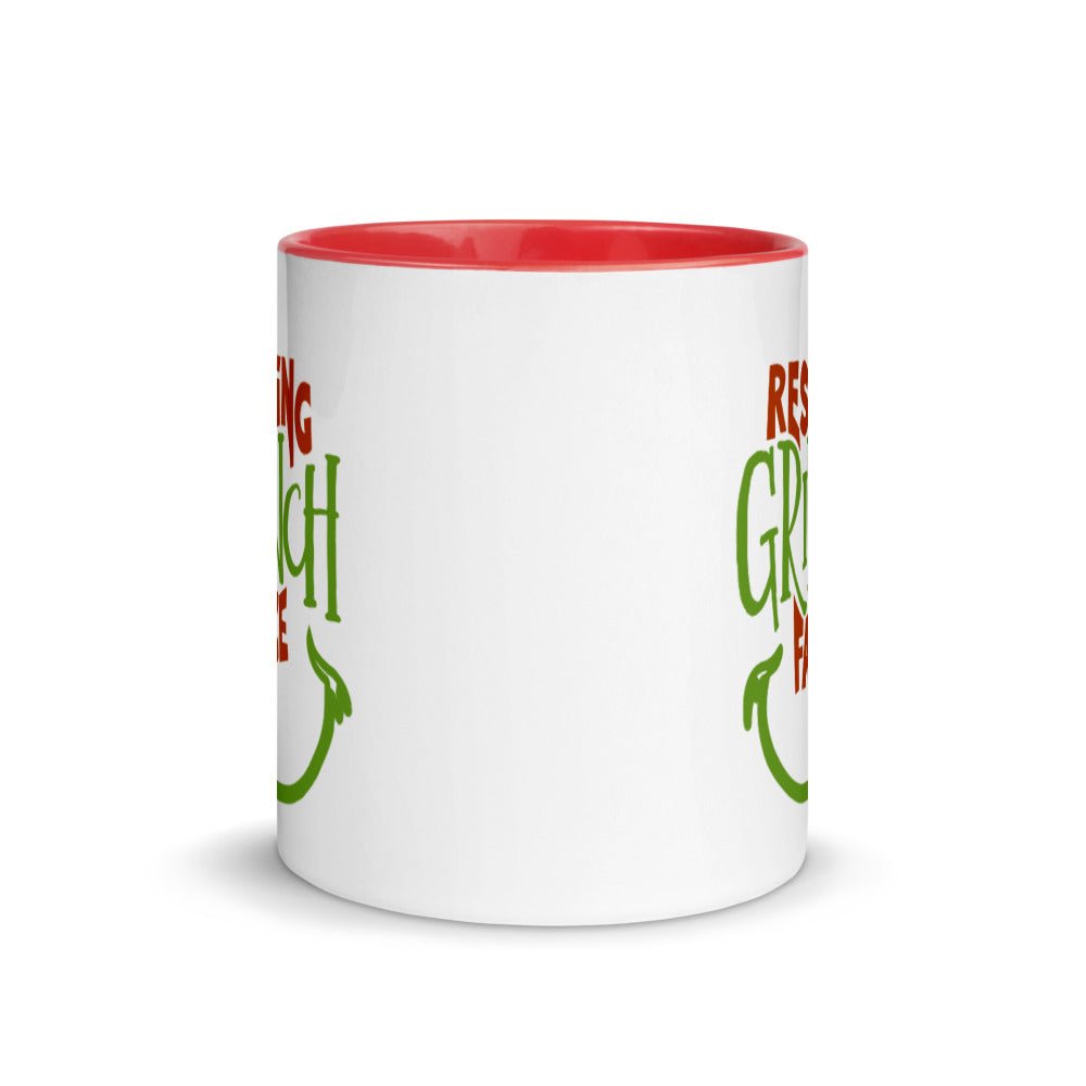 Resting Grinch Face 11oz Mug with Red inside - Mahogany Queen Coffee