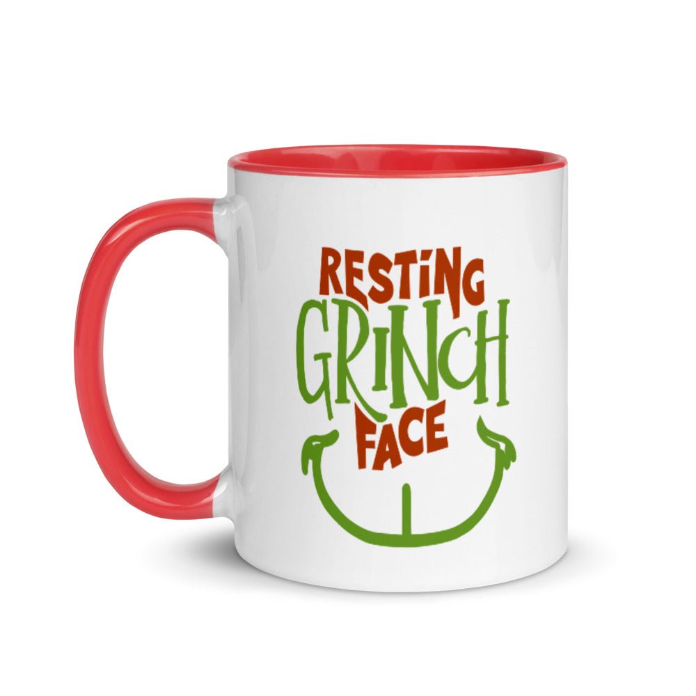 Resting Grinch Face 11oz Mug with Red inside - Mahogany Queen Coffee