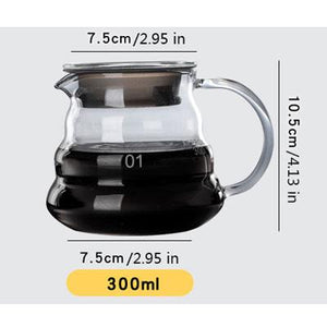 v60 Pour Over Carafe Drip Coffee Pot 300/500/700ml Glass Range - Mahogany Queen