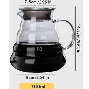 v60 Pour Over Carafe Drip Coffee Pot 300/500/700ml Glass Range - Mahogany Queen
